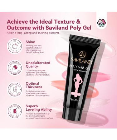 Saviland Poly Gel Nail Kit with Drill/U V Light - 6 Colors Jelly Poly Extension Set for DIY Nail Art at Home - Buy Online on GoSupps.com