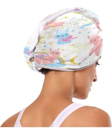 Sweet Llama Dry Hair Cap Set | 2-Piece Quick Drying Towels & Button Headband | Super Absorbent & Soft - Buy Online on GoSupps.com