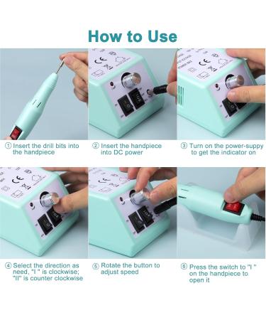  Electrical Nail Cutter Set - 20 000 RPM Electric Nail File for Manicure & Pedicure - Perfect for Nail Studio & DIY - Green  - Buy Online on GoSupps.com