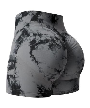 Yiifit Women's Seamless Scrunch Smile Contour Yoga Running Sports Active Exercise Fitness Shorts S #0 Black Gray