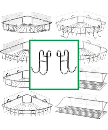 Starich Shower Caddy Hooks & Razor Holders - Durable Shower Hooks for Luffa & Razors - Silver 2 Open Design - Buy Online on GoSupps.com