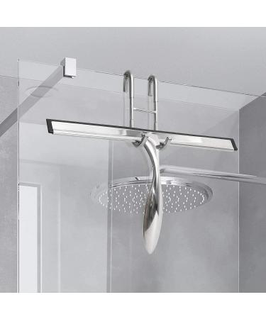 Simtive 12-Inch Shower Squeegee Set with Hooks | Ideal for Shower Doors, Mirrors, and Windows | Silver Finish - Buy Online on GoSupps.com