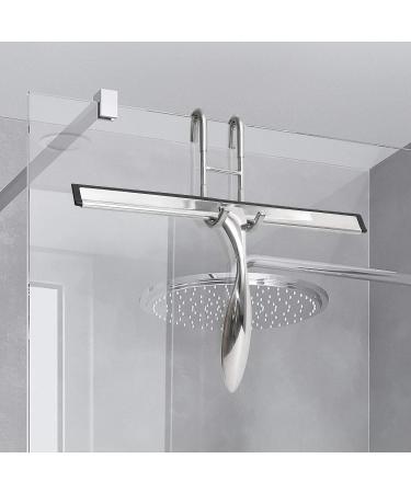 Simtive 10-Inch Shower Squeegee Set with Hooks - Ideal for Shower Doors, Mirrors, and Windows - Silver - Buy Online on GoSupps.com