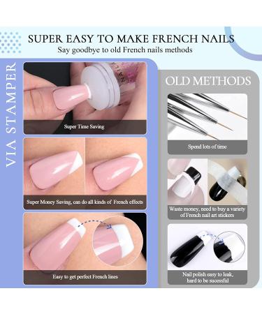 French Tip Nail Stamp Kit - Ejiubas Professional Silicone Nail Stamper Set with 2 Replaceable Heads & Scrapers - Buy Online on GoSupps.com