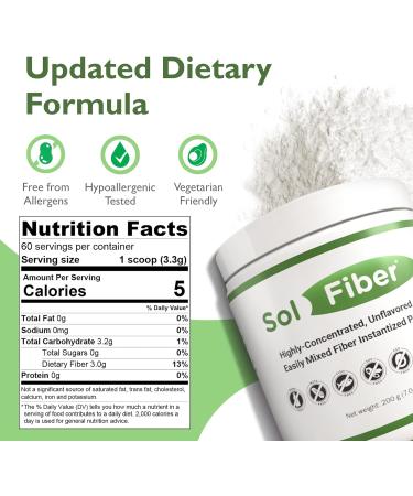 Sol Fiber Powder: Non-GMO Digestive Health Support - 7 oz - Buy Online on GoSupps.com