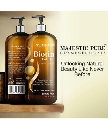 Majestic Pure Biotin Shampoo for Hair Growth - DHT-3 Blocker - Sulfate Free - 16 fl oz - Buy Online on GoSupps.com