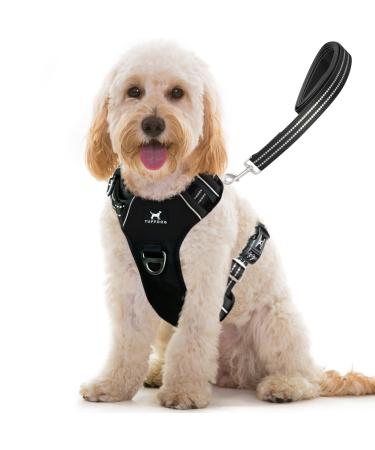 TUFFDOG Easy-Fit Dog Harness Medium - Fast Release Neck Clip Premium Padded Reflective No Pull Harness with Control Handle Adjustable Step-in Dog Vest Plus Free Matching Lead (M Raven Black) Medium Raven Black - Buy Online on GoSupps.com