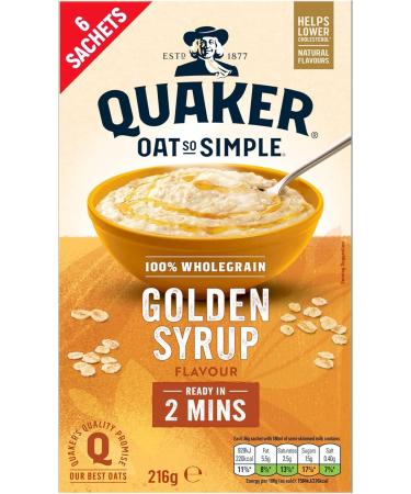 Quaker Oats So simple Golden Syrup Sachets (6 x 36g) - 2 Pack | 100% Wholegrain Golden Syrup Flavour Ready In 2 Mins Helps Lower Cholesterol. - Buy Online on GoSupps.com