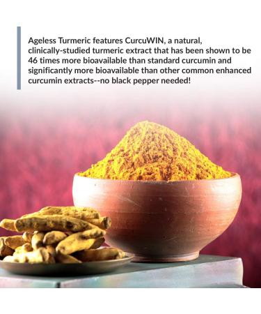 BioTrust Ageless Turmeric: CurcuWIN Extract for 46x Bioavailability - Long Lasting Curcumin with Ginger for Inflammation & Antioxidant Support - 60 Capsules - Buy Online on GoSupps.com