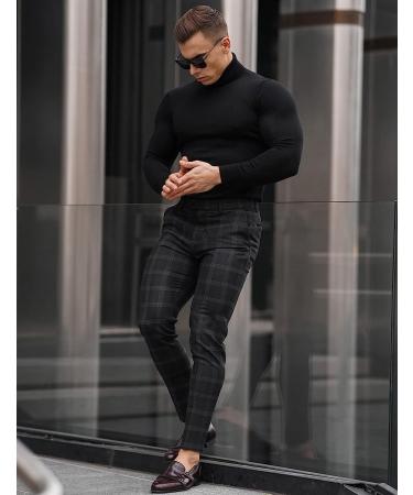 KINGBEGA Men's Slim Fit Turtleneck Sweater - Black, Small - Buy Online on GoSupps.com