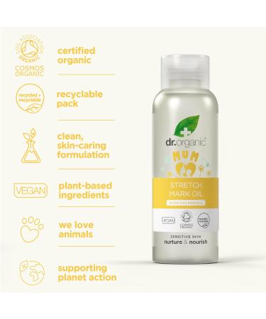 DR Organic Stretch Strips Oil with Calendula - Vegan Paraben & SLS Free Certified Organic Reduces Stretch Marks 100ml - Buy Online on GoSupps.com