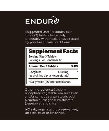 Endur L-Arginine Healthy Blood Flow & Heart Function Supplement Supports Exercise Performance & Immune Health Gluten Free 350mg (400 Tablets) - Buy Online on GoSupps.com