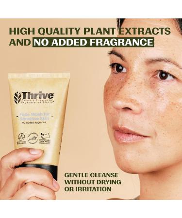 THRIVE All Natural Face Wash for Sensitive Skin - Unscented Gentle Cleanser for Women & Men - Clean, Restore & Combat Skin Stress - Made in USA with Organic Ingredients - Vegan - 3.38 Fl Oz - Buy Online on GoSupps.com