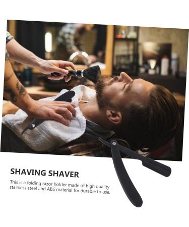 Frcolor Engraved Manual Razor Holder - Foldable Shaver & Eyebrow Razor Stand - Black 14.5x2.5cm | Premium Man Tool Handle - Buy Online on GoSupps.com