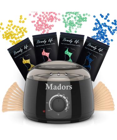 Madors Waxing Kit for Women Heating Ring Wax Warmer Wax Kit for Hair Removal Intelligent Temperature Control Wax Machine with Hard Wax Beads Black