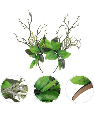 Ciieeo Handmade Green Branch Crown Antler Hair Band Woodland Flower Handband Antler Headpiece for Women Cosplay Halloween Party - Buy Online on GoSupps.com