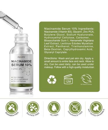 Niacinamide Serum 10% + Zinc 2% | Vitamin B3 Facial Serum for Acne & Pore Treatment | Hyaluronic Acid Infused - 30ml - Buy Online on GoSupps.com