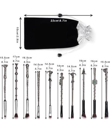 10Pcs Wizard Makeup Brushes Set with Theme Bag - Silver Handle Metal Wands for Anime Cosmetic - Portable Gift for Women - Buy Online on GoSupps.com