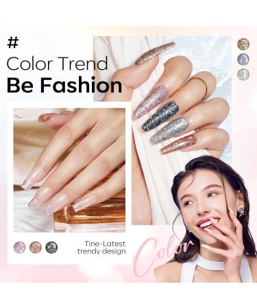 Modelones Glitter Gel Nail Polish - 6 Colors Sparkle Black Silver Gold Pink Gel Polish Set Soak Off UV Gel Nail Starter Kit Popular Nail Art DIY Salon Home Manicure Gifts - Buy Online on GoSupps.com
