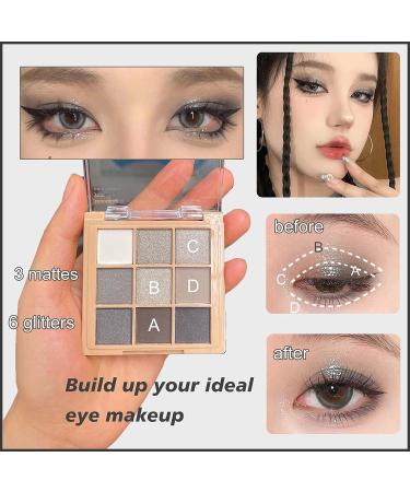 Smokey Black Eyeshadow Palette - 9 Color Glitter Matte Shimmer Cool Tone Smoky Eye Shadow Palette | High Pigment, Waterproof, Long Lasting, Hypoallergenic (01 Black) - Buy Online on GoSupps.com