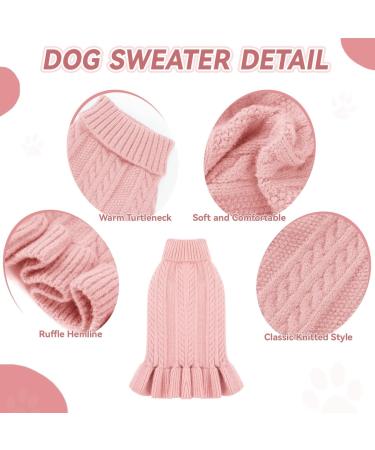 Winter Dog Sweater Princess Dress - Turtleneck Puppy Sweater for Medium Dogs | Soft Pink Pullover for Autumn & Winter - Buy Online on GoSupps.com