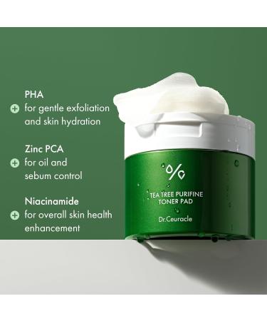 Dr.Ceuracle Tea Tree Purifine Toner Pad - Korean Skincare Mild Exfoliating and Pore Care Double-Textured Face Pads with PHA Zinc PCA Niacinamide (60 Pads) - Buy Online on GoSupps.com
