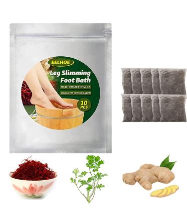 Lymphatic Drainage Ginger Foot Soak, Leg Slimming Foot Bath Natural Mugwort Herb Foot Soak Ginger Foot Bath Bag Spa Relax Massage for Women Men (1PACK-10pcs)