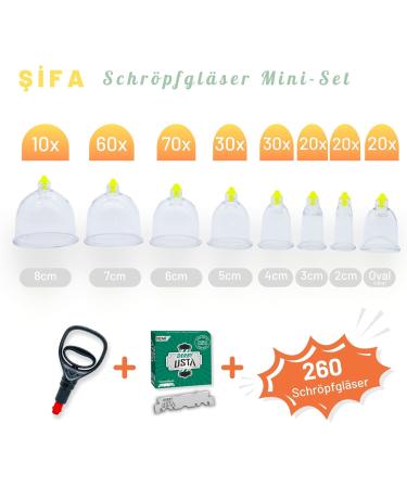 Sifa Mini Starter Cupping Set | 260 Cupping Glasses Derby Blades & Pump | Hijama & Hacamat Therapy - International Shipping - Buy Online on GoSupps.com