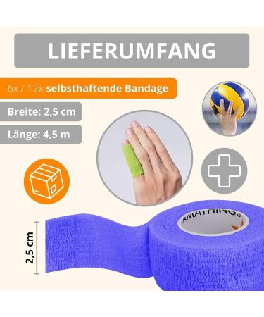 Amathings 6 Self-Adhering Bandages | 2.5cm x 4.5m | Non-Adhesive Pain-Free Finger & Toe Tape | Ideal for Home & Travel - Buy Online on GoSupps.com