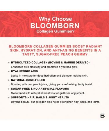 BloomBorn Collagen Gummy Peach Flavor - Beauty Boost - 30 Count - Buy Online on GoSupps.com