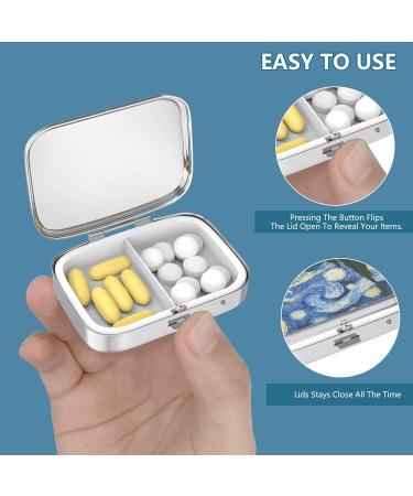 Portable 2 Compartment Pill Box - Decorative Metal Organizer for Vitamins & Medicine | Unique 4-Piece Set Gift - Buy Online on GoSupps.com