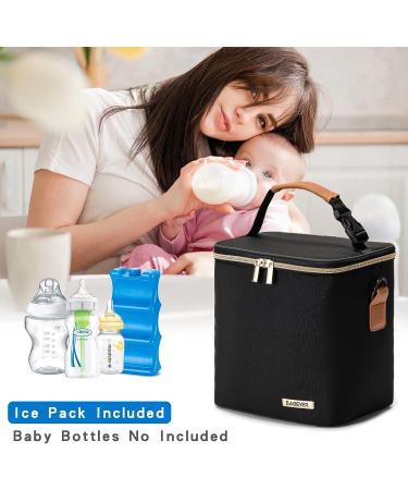 Babeyer Breast Milk Cooler Bag - Black | Fits 6 Baby Bottles Up to 9 Oz | Nursing Mom Daycare Shoulder Strap - Buy Online on GoSupps.com