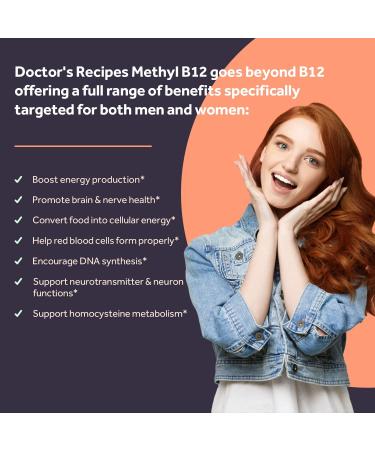 Doctor's Recipes Vitamin B12 Methylcobalamin 5000mcg 90 Fast Dissolve Tablets - Natural Peach Flavor, Vegan, Energy Metabolism & Nervous System Support - Buy Online on GoSupps.com