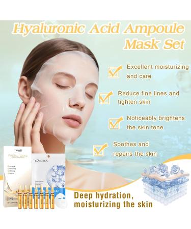 Henjunu Hyaluron serum ampoules face 7 x 2 ml + hyaluron mask 6 pieces serum ampoules for the face hyaluron hydrogel mask ampoule concentrates facial care suitable for all skin types G06 - Buy Online on GoSupps.com