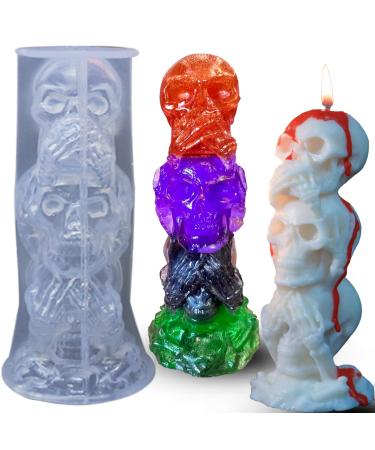 ZQYSING Halloween Skull Candle Molds  3D Skull Skeleton Silicone Molds for DIY Epoxy Resin  Handmade Soap  Aromatherapy Candle Column  Casting Art Crafts  Home Decor