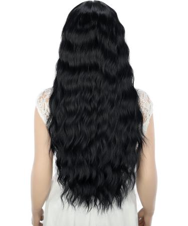 YEESHEDO Long Black Curly Wavy Synthetic Hair Wig with Fringe for Women - Perfect for Cosplay, Parties, and Everyday Wear - Buy Online on GoSupps.com
