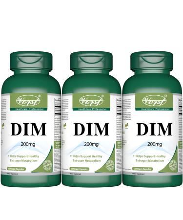 VORST DIM 200mg 120 Vegan Capsules | Support Supplement for Healthy Estrogen Metabolism | Diindolymethane | 3 Bottles 120 count (Pack of 3)