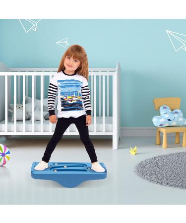 Kids Rocking Seesaw Balance Board with 5 Wooden Balls - Sensory Training Toy for Children - Blue - Buy Online on GoSupps.com