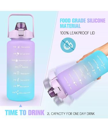 Codicile 2L BPA Free Sport Drinking Bottle - Time Marked Lock Cover Portable Handle - Motivational Water Bottle with Straw in Pink & Purple - Buy Online on GoSupps.com