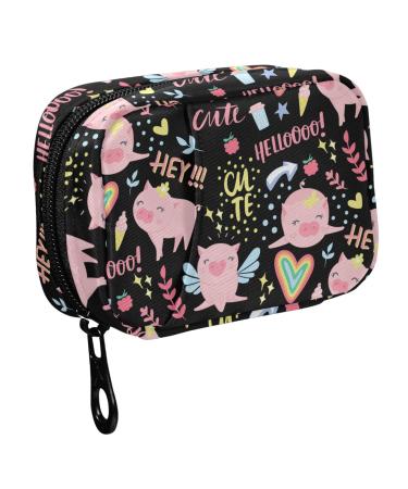 Fustylead Travel Pill Organizer Case Zipper for Purse with Removable Weekly Pill Box for Medicine Vitamin Supplement Medicine Organizer (Pigs)