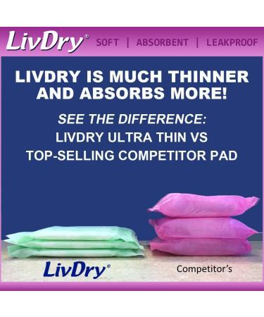 LivDry Incontinence Ultra Thin Pads for Women - Maximum 72-Count - Leak Protection and Odor Control - Buy Online on GoSupps.com