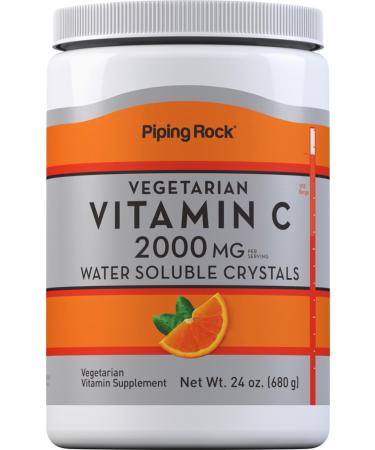 Piping Rock Vitamin C Powder | 24 oz | 2000mg | Water Soluble Crystals | as Ascorbic Acid | Vegetarian Non-GMO Gluten Free Supplement