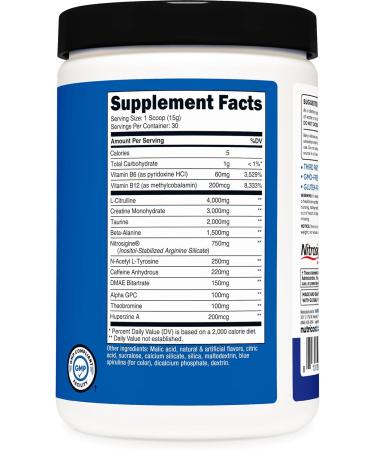 Nutricost Pre-C Pre-Workout Complex with Creatine (Blue Rasberry | 30 Servings) Powder - Boost Fintess Routines 450g 1 Pound (Pack of 1) - Buy Online on GoSupps.com