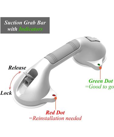 SAFETY+BEAUTY 12inches Balance Assist Bathroom Shower Handle Suction Bath Grab Bar with Indicators  (Silver/Grey) Gray 12 Inch - Buy Online on GoSupps.com