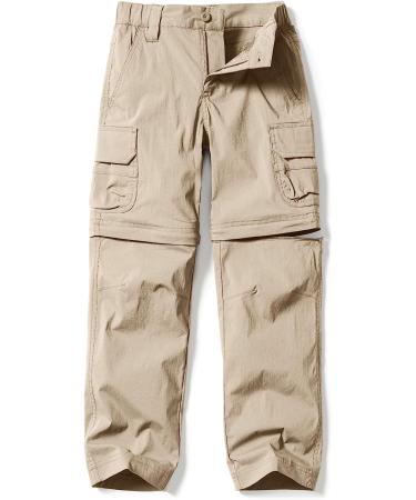 CQR Kids Youth Hiking Cargo Pants | UPF 50+ Quick Dry Convertible Zip Off Pants | Outdoor Camping Khaki Medium - Buy Online on GoSupps.com