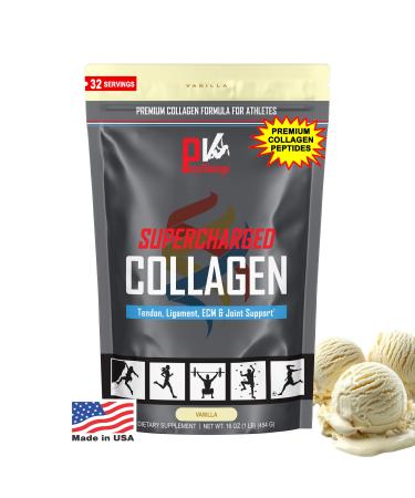 PhysiVantage Supercharged Collagen Peptides Powder - Hydrolyzed Collagen for Joint, Tendon, Ligament, & Skin Health Support - Vanilla, Keto, Paleo, 16oz | Enhanced with Vitamin C, BCAAs, Grass-Fed