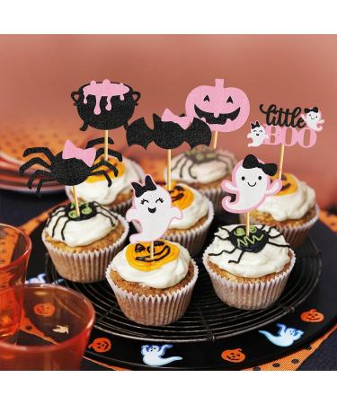 Halloween Cupcake Topper Picks Halloween Pumpkin Bat Spider Web Skull White Ghost Cupcake Decorations for Halloween Birthday Party favor Supplies - Buy Online on GoSupps.com