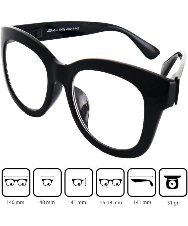 Stylish Retro Mini Glasses - Large Plastic Frames with Spring Hinge Women's Reading Aid 2.0 Diopters - Buy Online on GoSupps.com