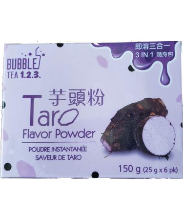 Bubble Tea 123 Instant Taro Flavor Tapioca Powder 150g (25gx6pk) Made in Taiwan Taiwanese Boba Tea Pearl Powder