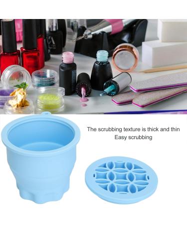 2 in 1 Makeup Brush Cleaner Bowl | Portable Folding Cleaning Mat with Drying Rack | Space-Saving Brush Cleaner in Blue - Buy Online on GoSupps.com